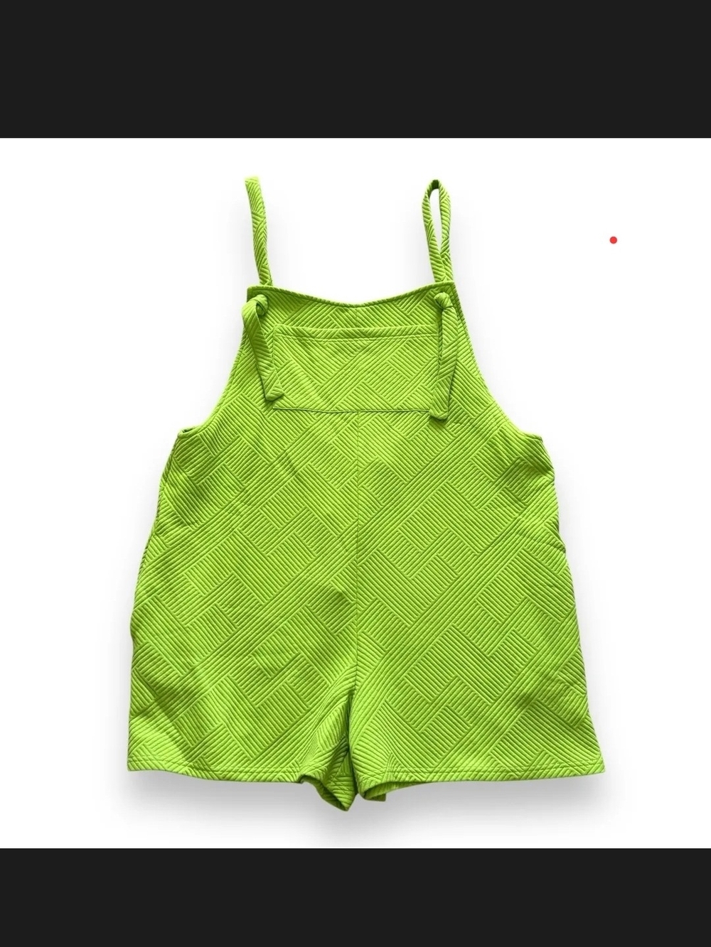 Bright Lime Green Textured Short Romper L NWT